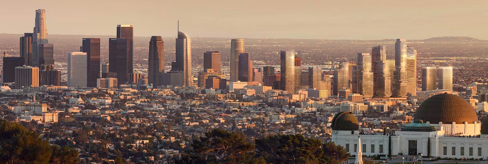 Los Angeles skyline at golden hour