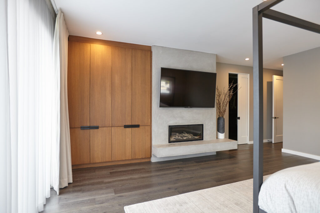 PAR Custom Homes Interior - Modern Bedroom with Fireplace